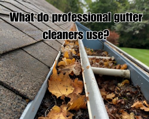 Clogged gutter full of leaves.