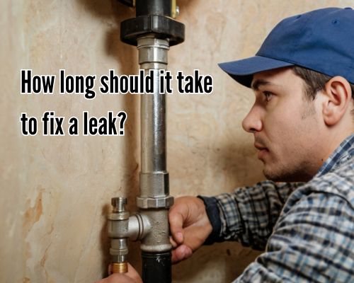 Pipe leak being patched by a plumber.