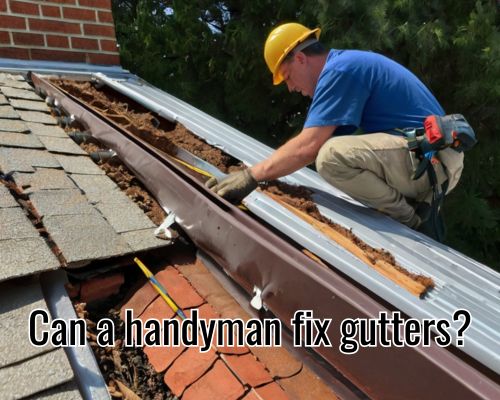 a handyman attempting to fix roof gutter