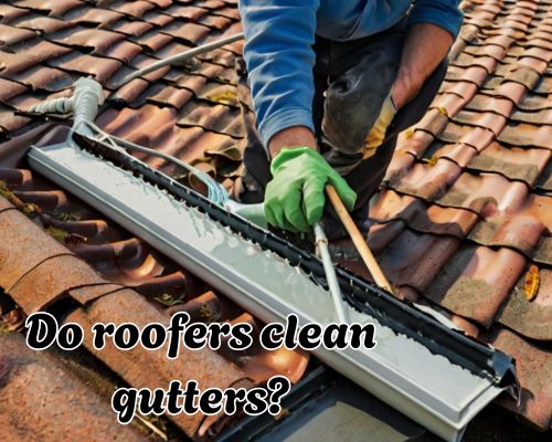 roofer doing gutter cleaning